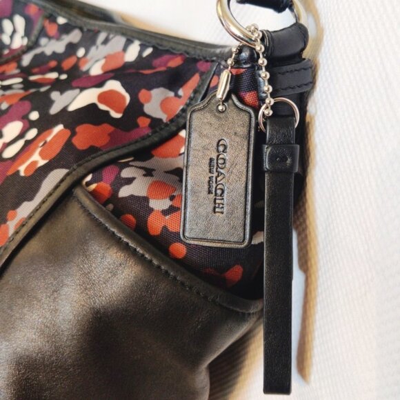 Coach Leather & Canvas Park Splatter Print Hobo Bag in Black Multicolor, EUC - Picture 11 of 15